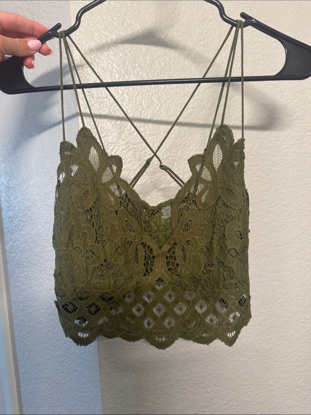 Free People Olive Lace Crochet Camisole